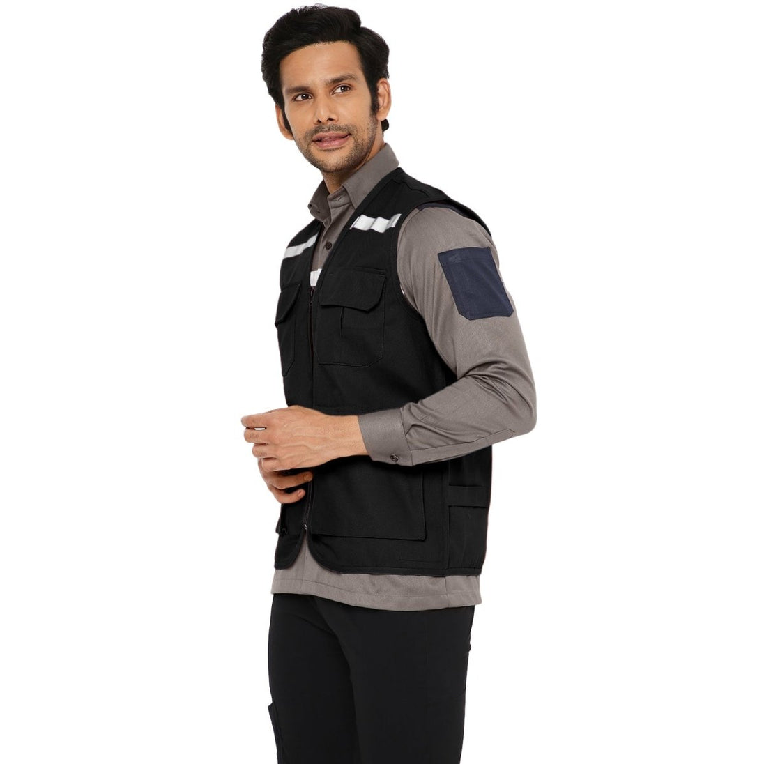 Safety Jacket High Quality with Reflective Tape - Black - Uwears®