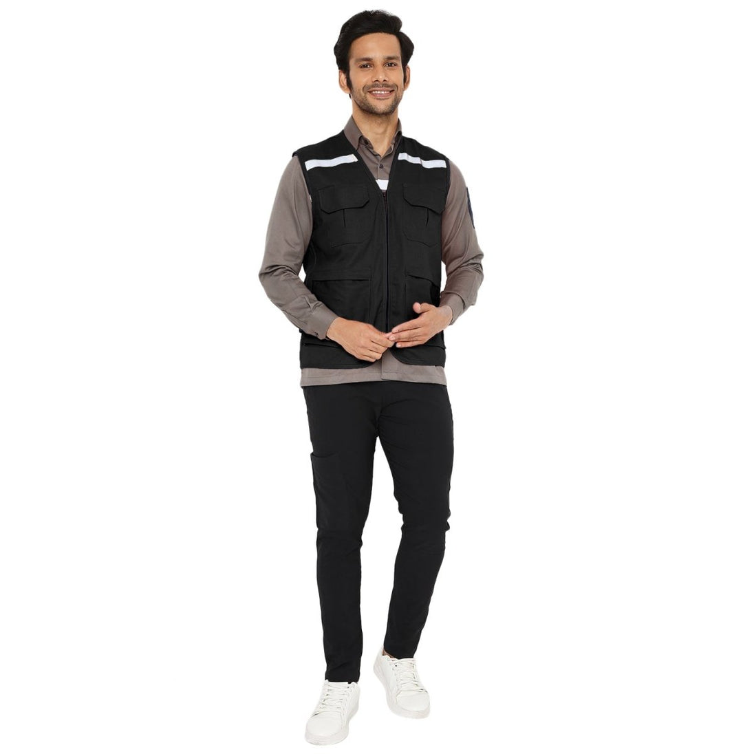 Safety Jacket High Quality with Reflective Tape - Black - Uwears®