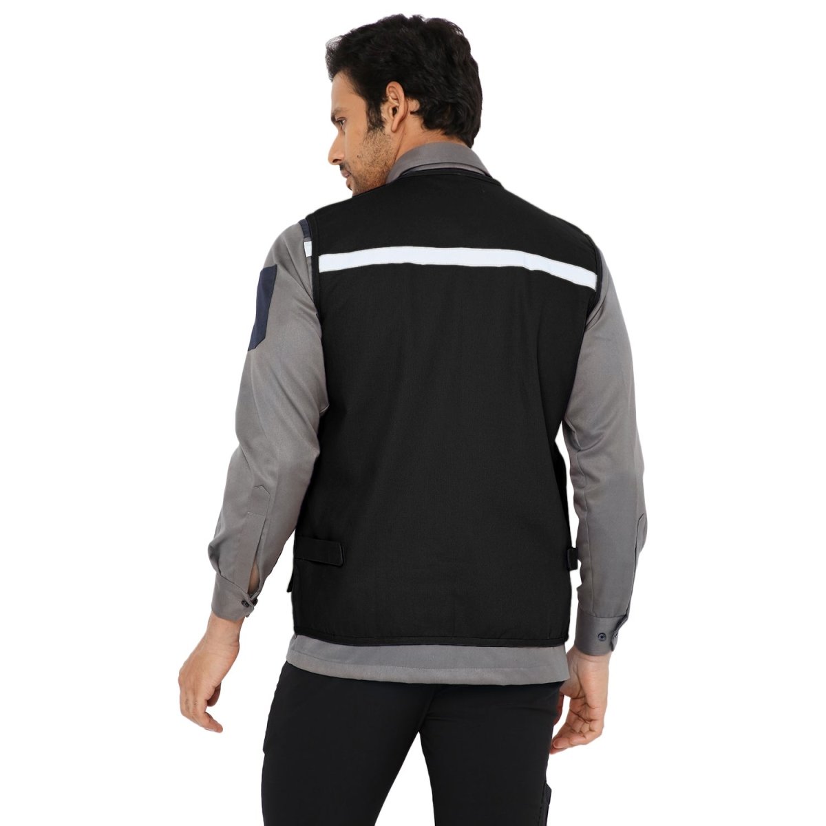 Safety Jacket High Quality with Reflective Tape - Black - Uwears®