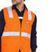 Safety Jacket High Quality with Reflective Tape - Fluorescent Orange - Uwears®