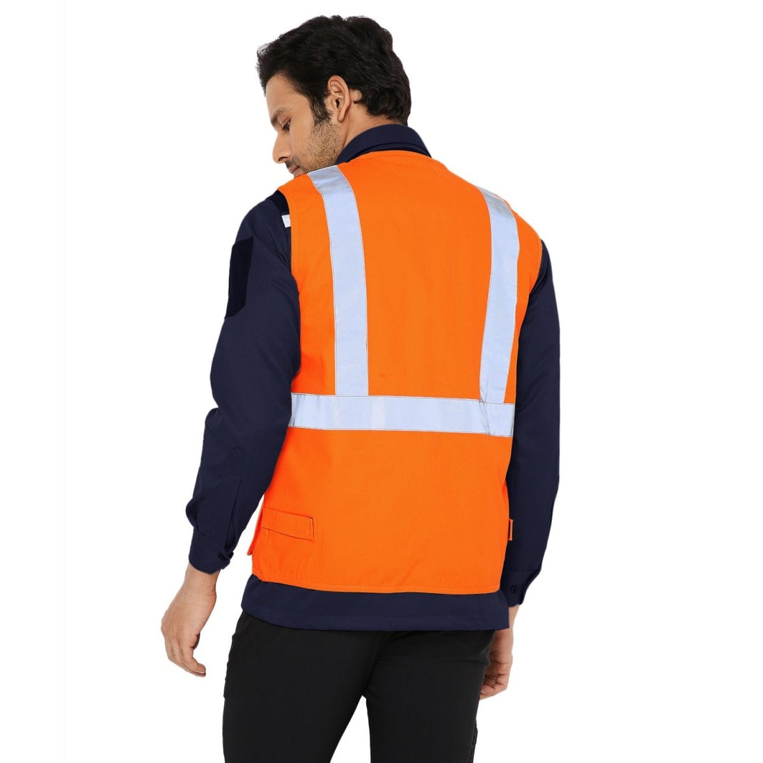 Safety Jacket High Quality with Reflective Tape - Fluorescent Orange - Uwears®
