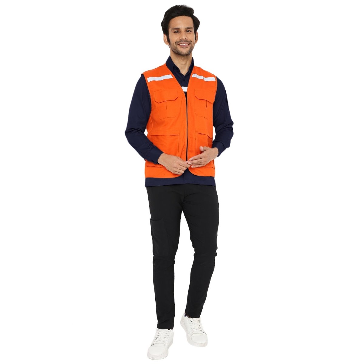 Safety Jacket High Quality with Reflective Tape - Orange - Uwears®
