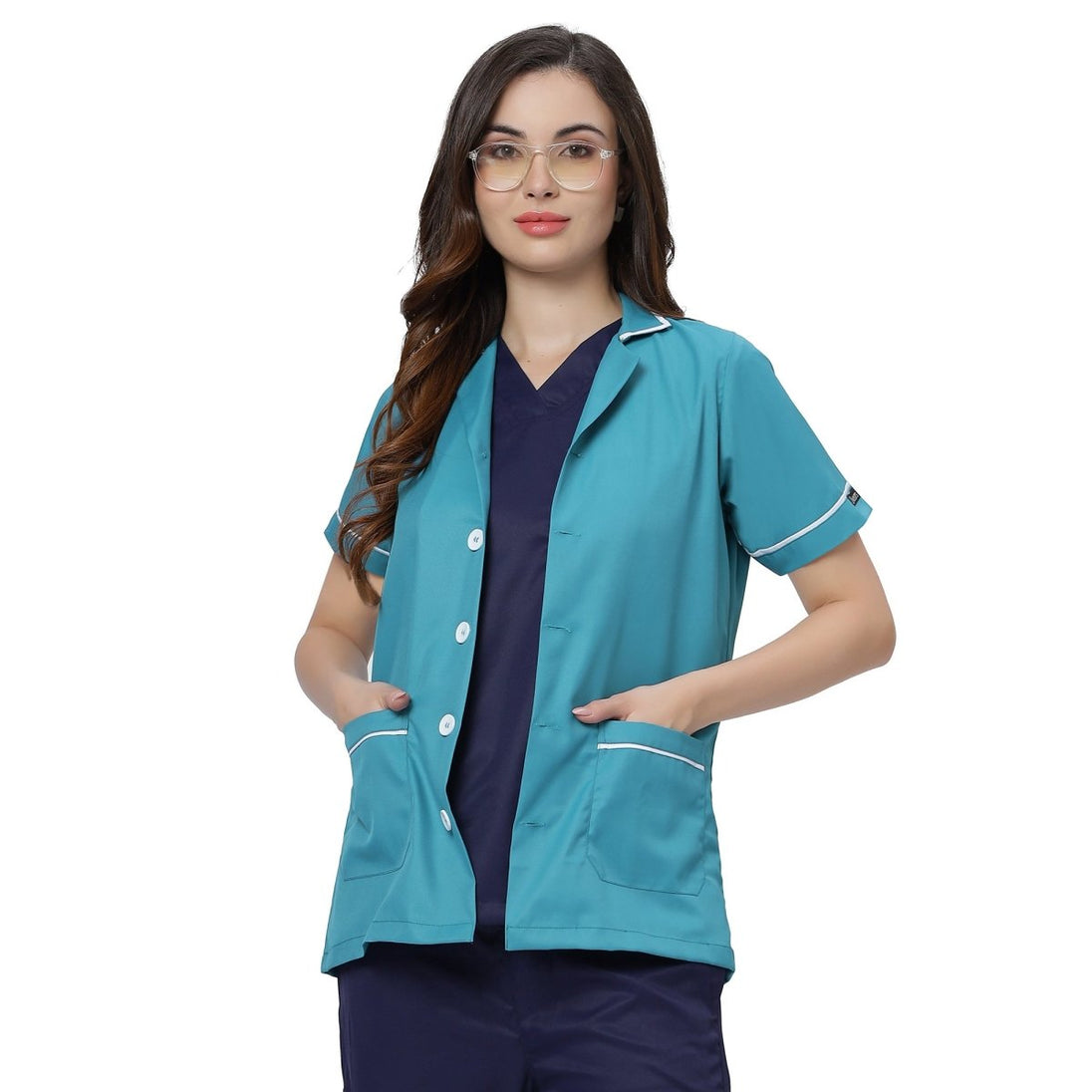 Unisex Assistant Apron / Coat Light Teal (Free Embroidery) - Uwears®