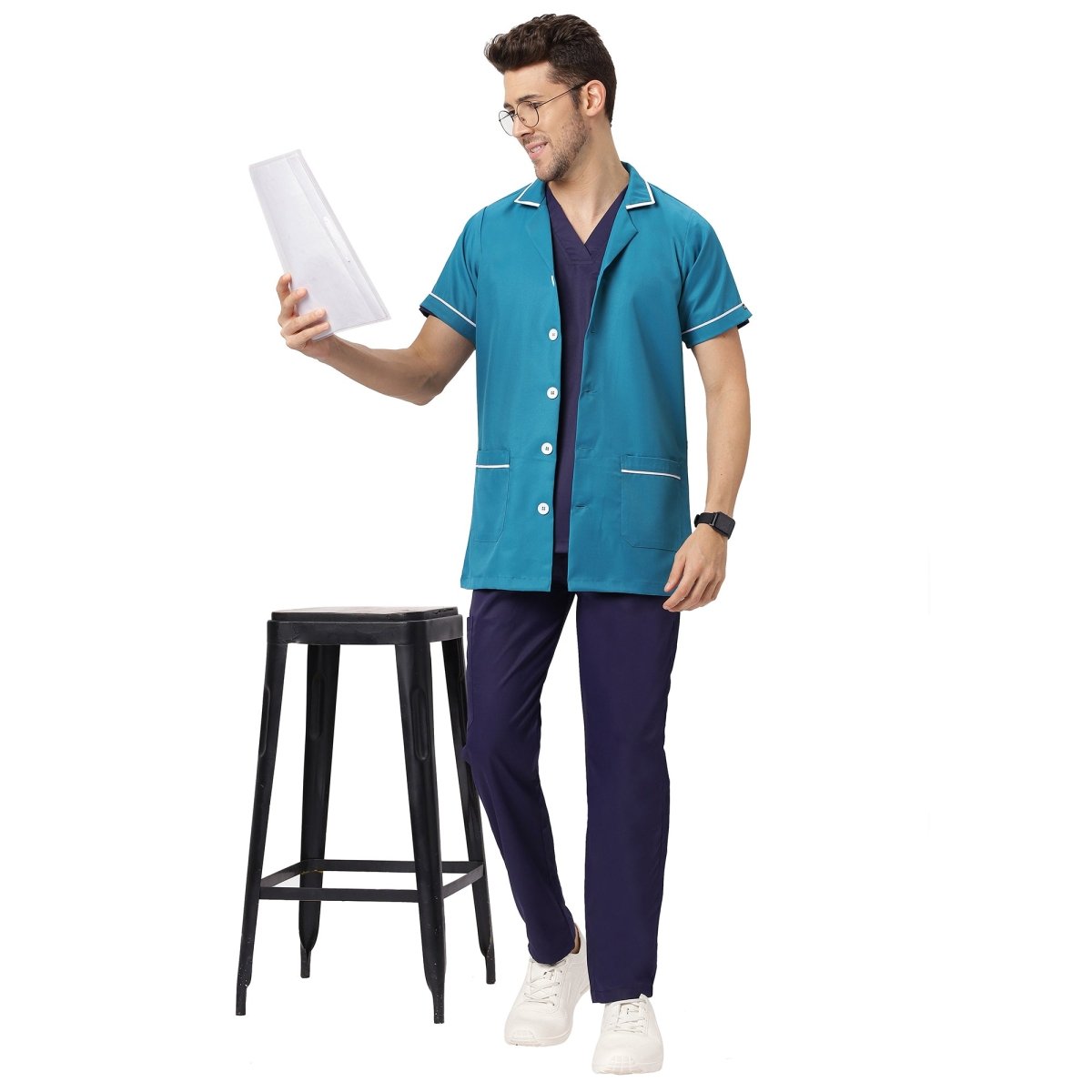 Unisex Assistant Apron / Coat Light Teal (Free Embroidery) - Uwears®