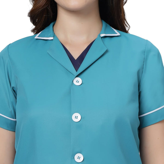 Unisex Assistant Apron / Coat Light Teal (Free Embroidery) - Uwears®