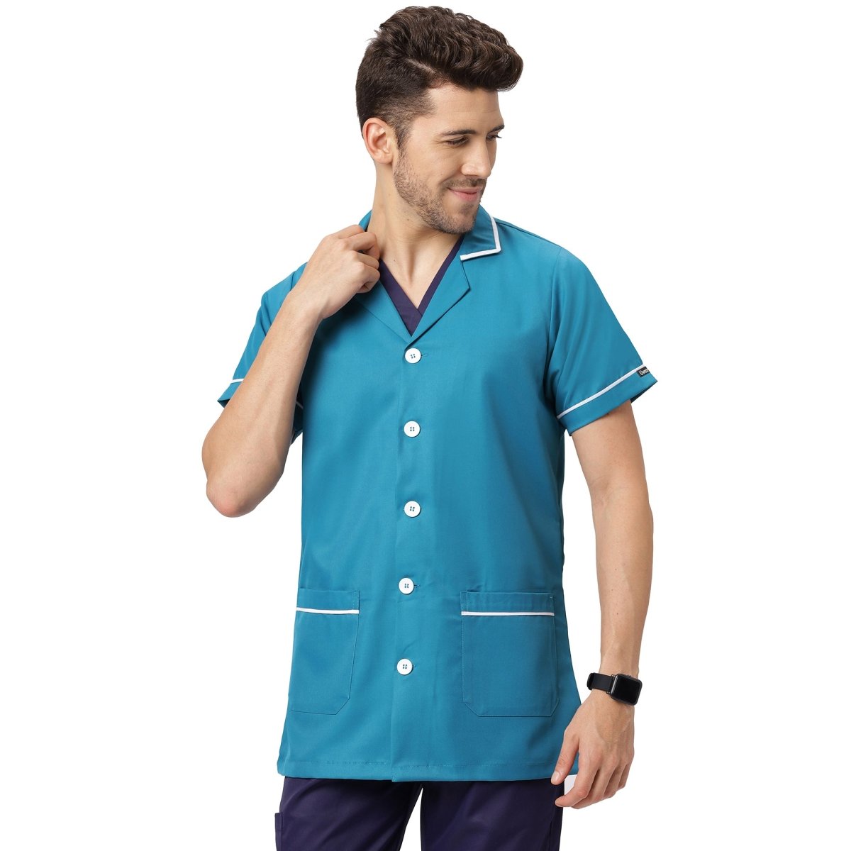 Unisex Assistant Apron / Coat Light Teal (Free Embroidery) - Uwears®