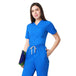 Women Blue 2 way Stretch Water/Liquid Repellent Scrub Suit