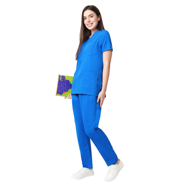 Women Blue 2 way Stretch Water/Liquid Repellent Scrub Suit