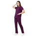 Women Deep Purple 2 way Stretch Water/Liquid Repellent Scrub Suit