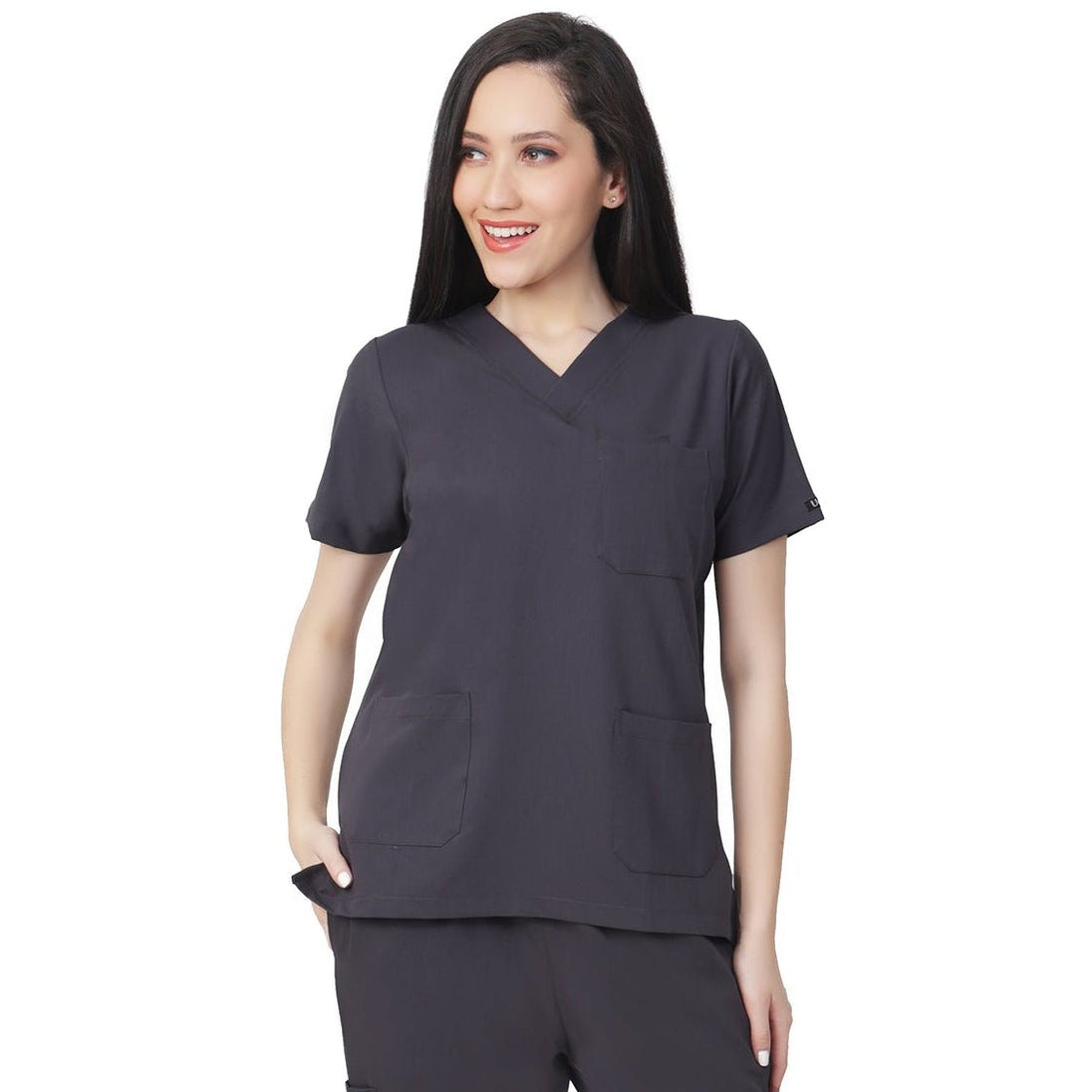 Women's 4 - Way Noir 2.0 Scrub Suit (No Wrinkle) Free Embroidery (SMART FIT) - Uwears®