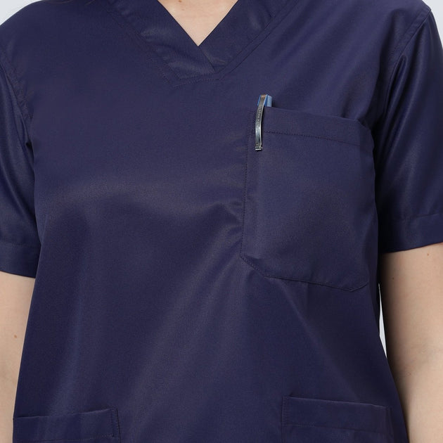 Women's 4 - Way Noir Scrub Suit (No Wrinkle) Free Embroidery (SLIM FIT) - Uwears®