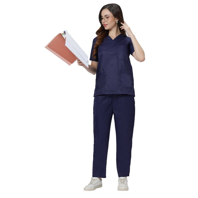 Women's 4 - Way Noir Scrub Suit (No Wrinkle) Free Embroidery (SLIM FIT) - Uwears®