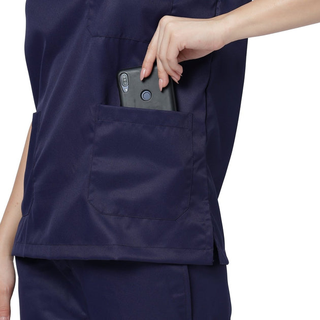 Women's 4 - Way Noir Scrub Suit (No Wrinkle) Free Embroidery (SLIM FIT) - Uwears®