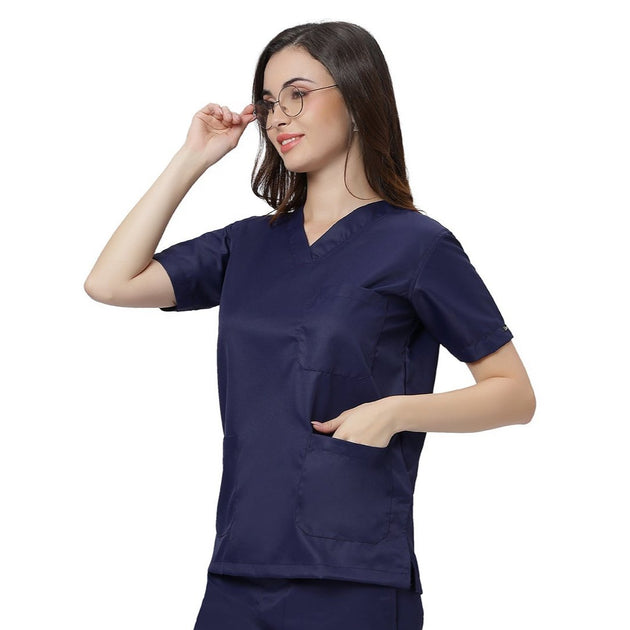 Women's 4 - Way Noir Scrub Suit (No Wrinkle) Free Embroidery (SLIM FIT) - Uwears®
