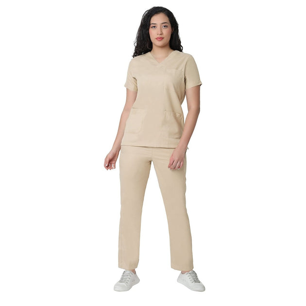 Women's Beige Classic Scrub Suit - Uwears®